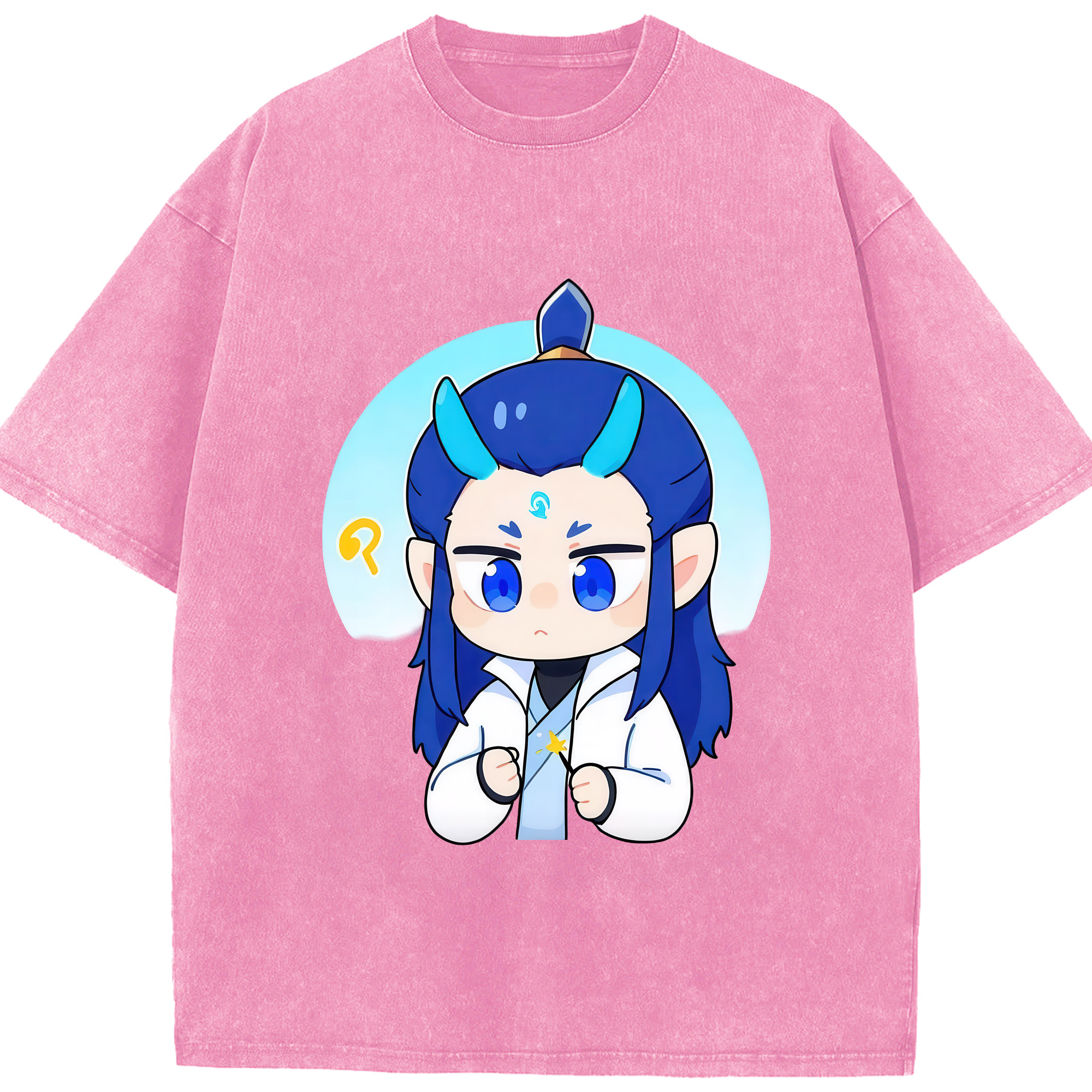 （画像用） Ne Zha 2 ナタ 魔童の大暴れ 綿100% ヴィンテージ風 半袖Tシャツ（フロントプリント）